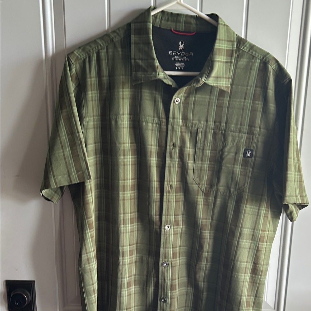 Spyder Men's Green Plaid Casual Shirt